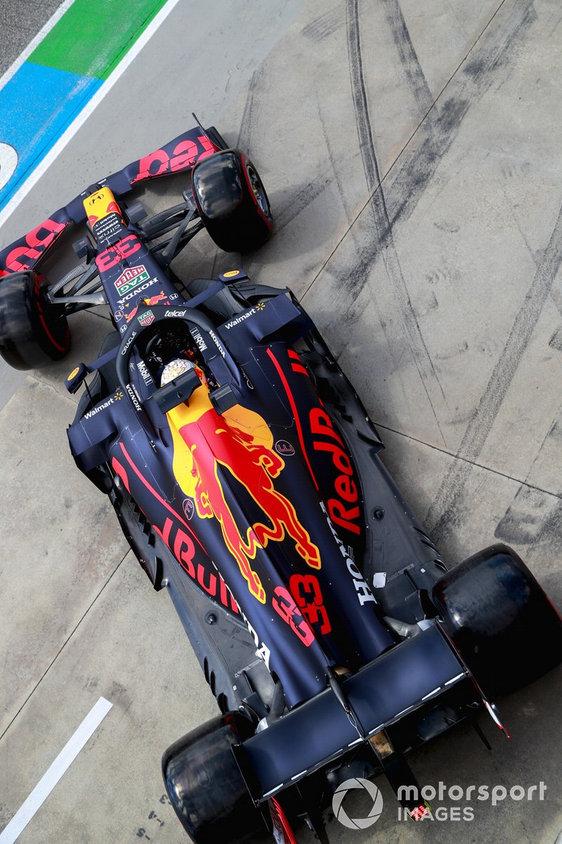 Max Verstappen, Red Bull Racing RB16B, leaves the garage