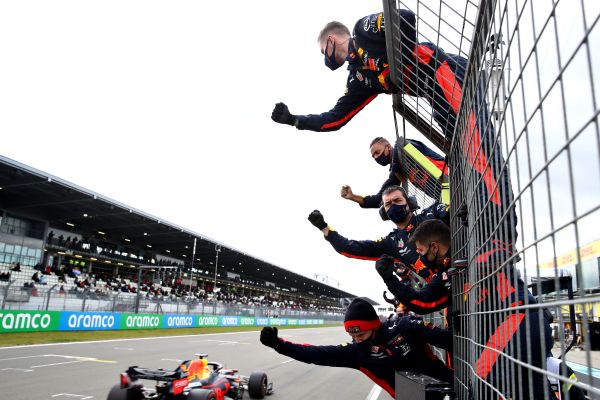 Aston Martin Red Bull Racing F1 Eifel GP race – Max Verstappen on Nürburgring podium