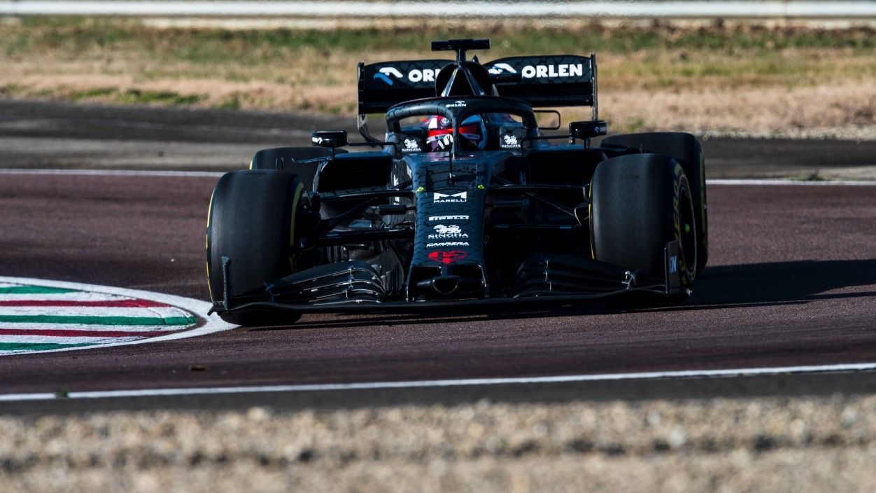 Alfa Romeo's new F1 car hits the track in black paint