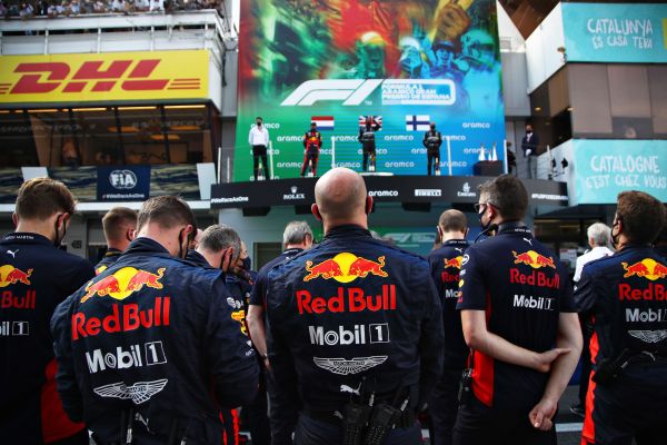 Aston Martin Red Bull Racing F1 Spanish GP- Verstappen on the podium