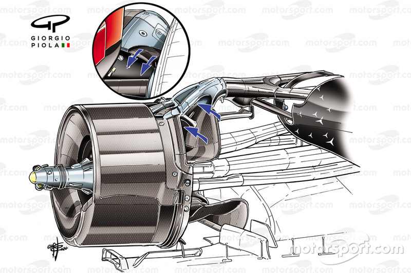 Mercedes AMG F1 W11 rear brake duct detail