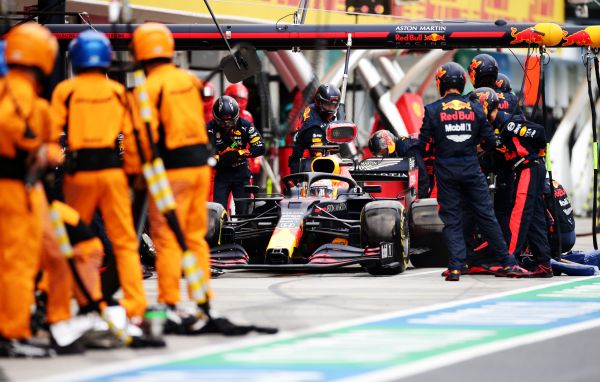 Aston Martin Red Bull Racing F1 Hungarian Grand-Prix with Verstappen on podium