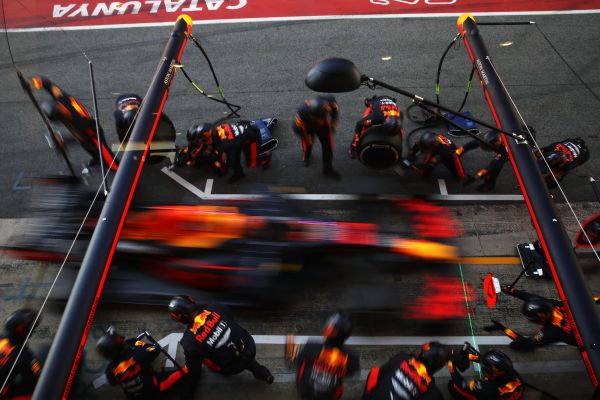 Aston Martin Red Bull Racing F1 Barcelona test 2, day 2 with both drivers on the track