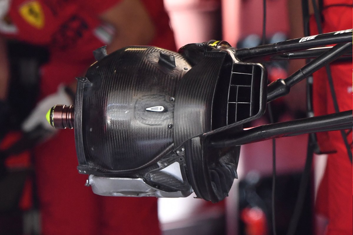 Ferrari SF21 front brake duct with no drum cover detail