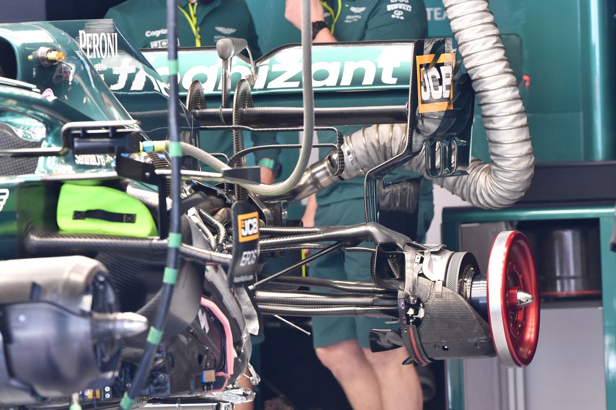 Aston Martin AMR21 high downforce rear wing and rear brakes detail