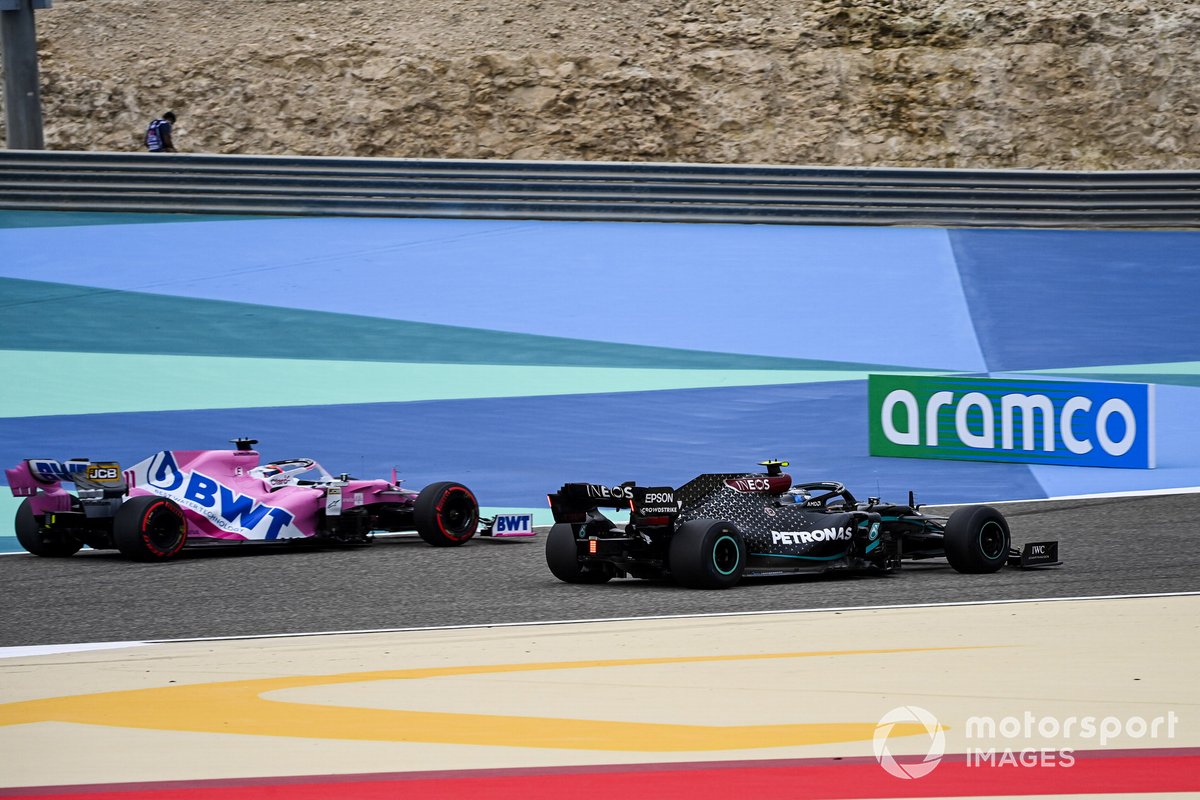 Valtteri Bottas, Mercedes F1 W11, Sergio Perez, race point RP20