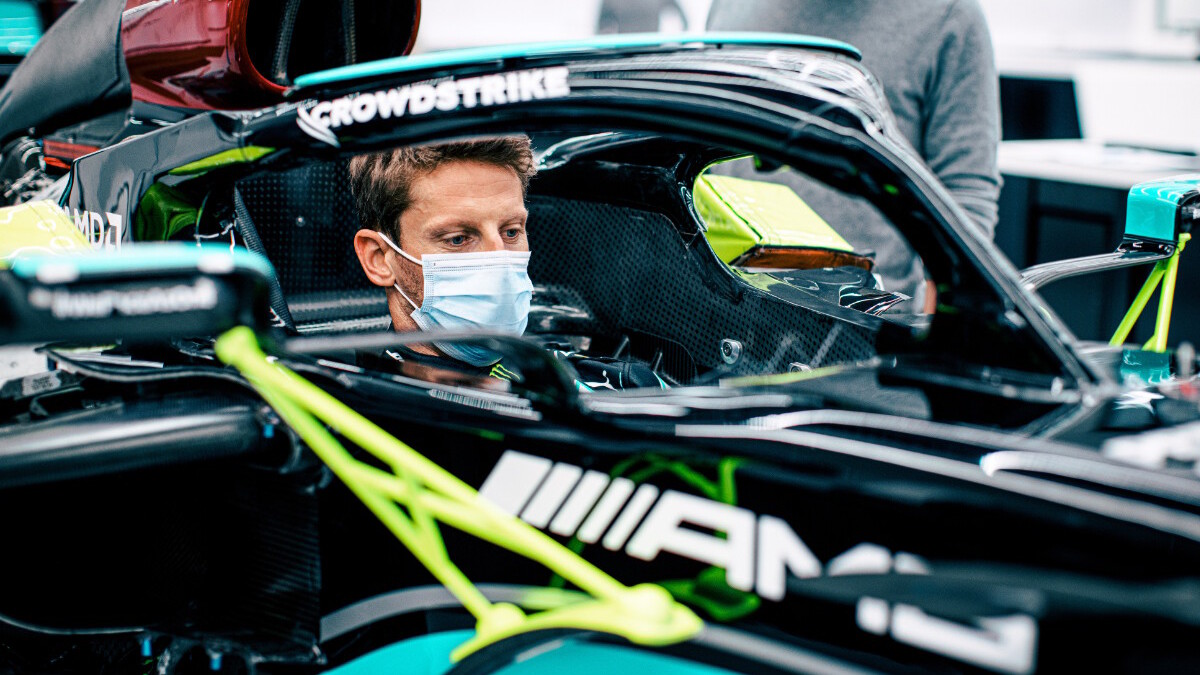 Grosjean drives a Mercedes-AMG W10 at the French GP 2021