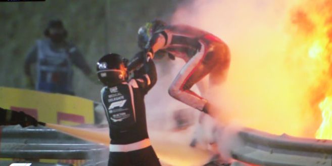 Haas F1 driver Romain Grosjean is spending the second day in the hospital after a violent crash