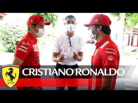 Cristiano Ronaldo meets Charles Leclerc and Carlos Sainz at Fiorano