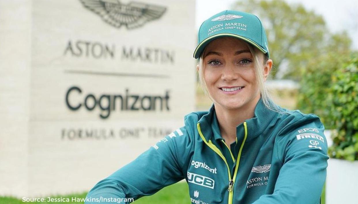 James Bond film stunt driver Jessica Hawkins shows talent with the Aston Martin F1 team