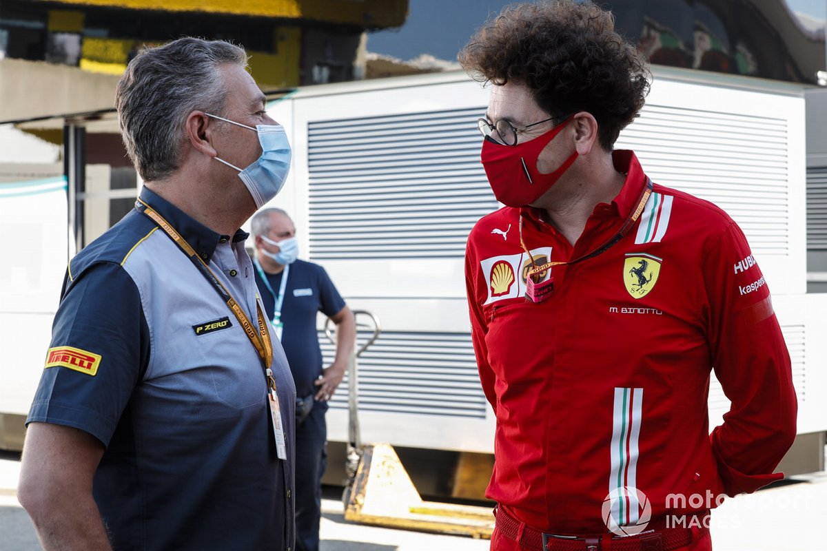 Mario Isola, Race Director, Pirelli Motorsport and Mattia Binotto, Team Principal Ferrari 