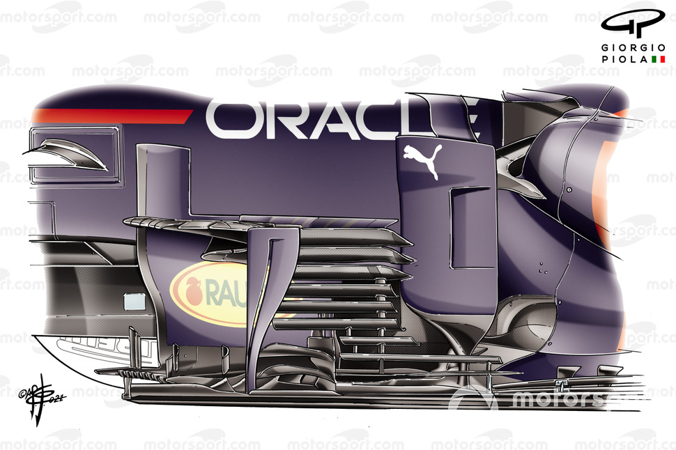 Red Bull Racing RB16B new bargeboard detail 