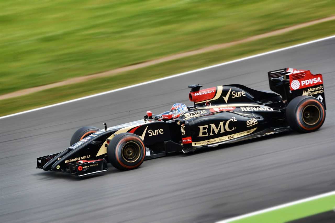 Romain Grosjean celebrates his comeback after the crash with a Mercedes test day