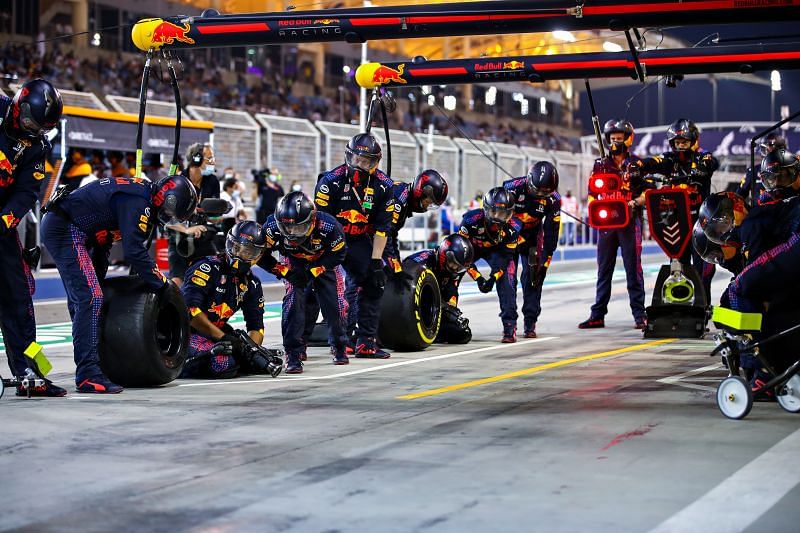 The Red Bull pit crew are the masters of pit stops. Photo: Mark Thompson/Getty Images.