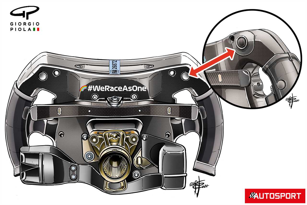 Mercedes AMG F1 W12 steering wheel back protection, French GP