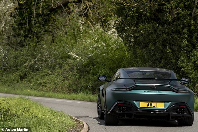 Diese Ansicht sieht Lewis Hamilton vor jedem Rennen, wenn der Aston Martin F1 Vantage das Feld in der Einführungsrunde anführt