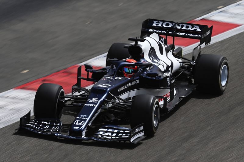 Yuki Tsunoda was impressed by the improvement in the Honda engine. Photo: Clive Mason/Getty Images.