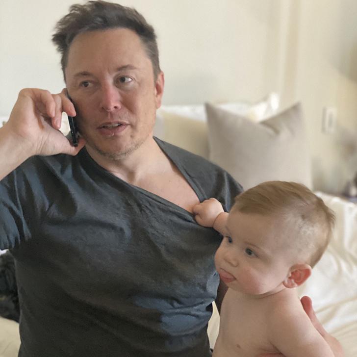 Elon Musk with one of his sons