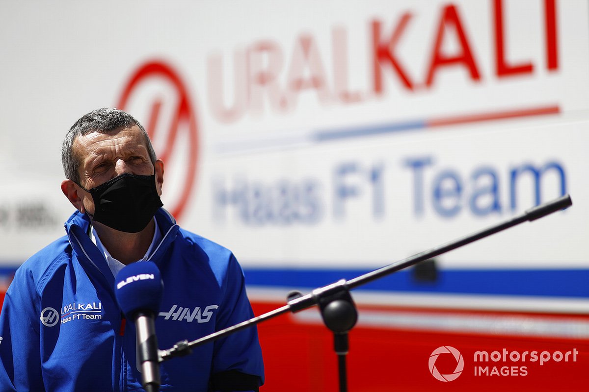 Gunther Steiner, Team Principal, Haas F1 speaks to the media