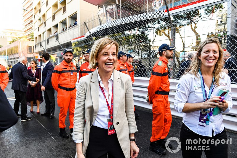 Susie Wolff, Team Principal Venturi Formula E celebrates podium place in Parc Ferme