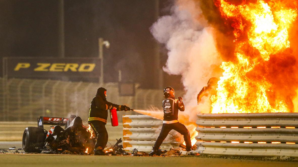 Romain Grosjean Bahrainah Grand Prix accident