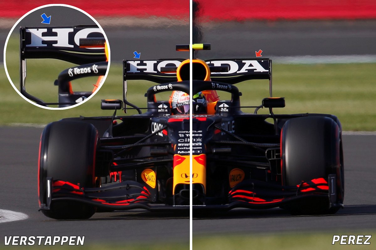 Red Bull RB16B rear wing comparison