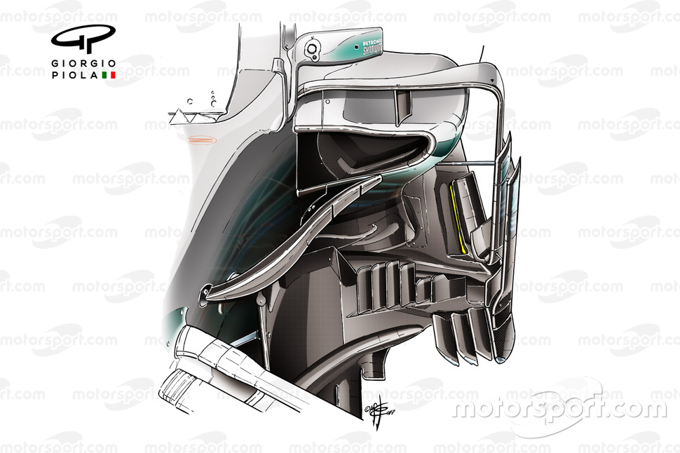 Mercedes AMG F1 W08 Seitenständer-Detail