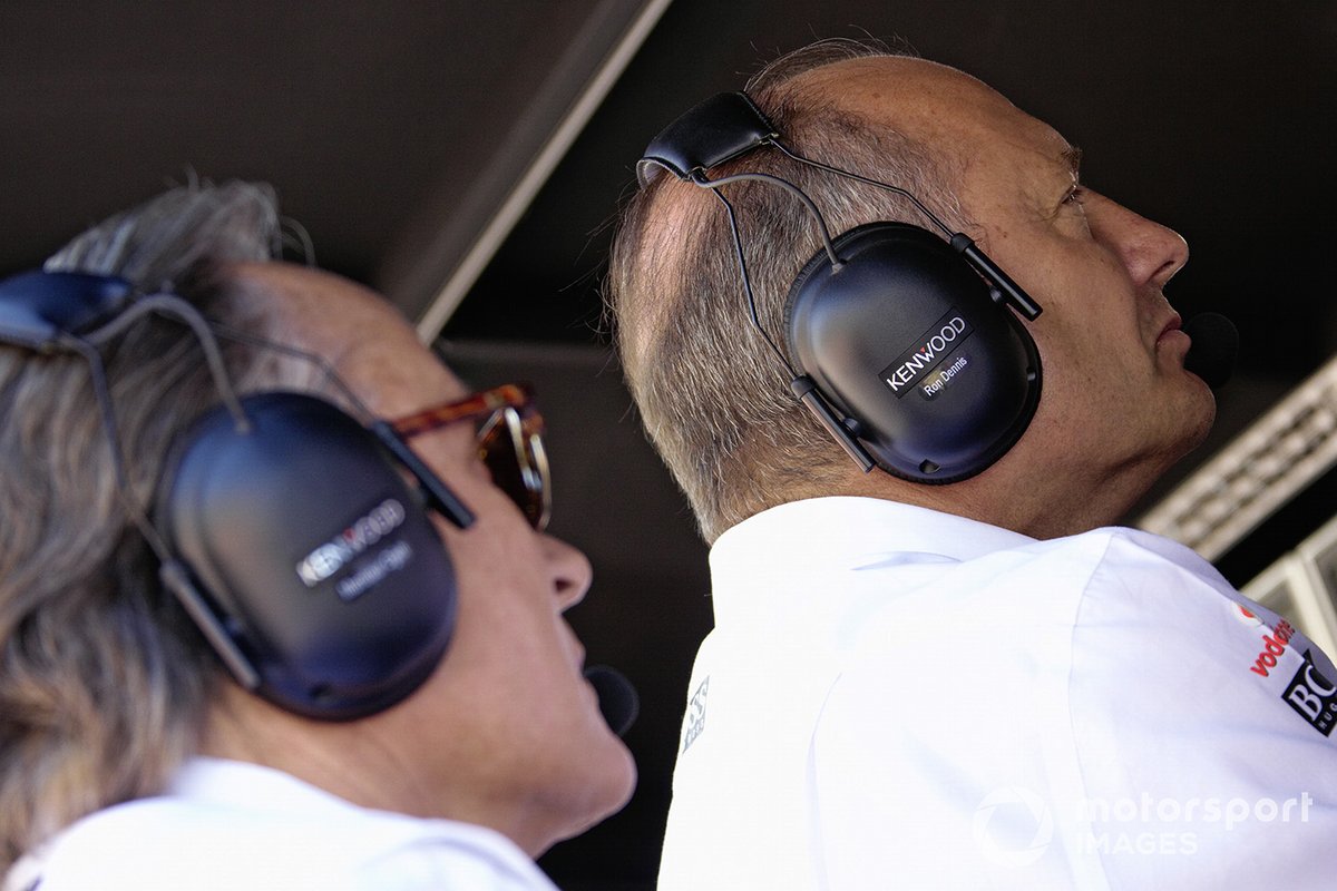 Ron Dennis and Mansour Ojjeh on the pitwall. 