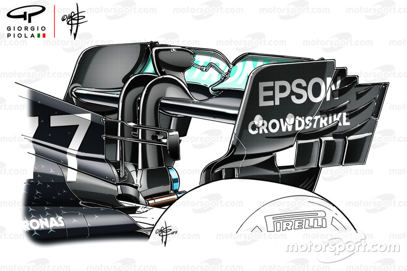 Mercedes AMG F1 W10 rear wing detail