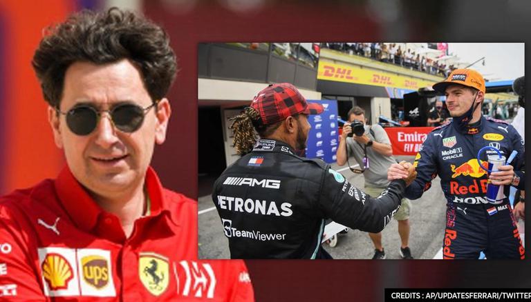 Ferrari F1 boss with Lewis Hamilton and Max Verstappen