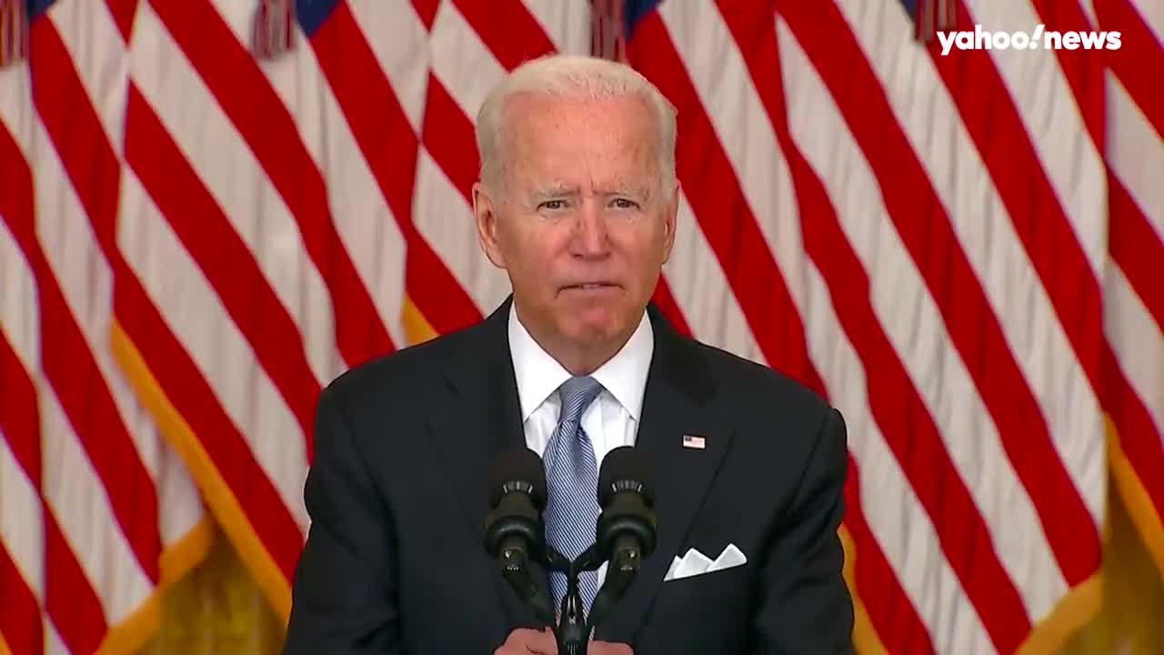 Biden says the US military will defend personnel leaving Afghanistan with "devastating force"
