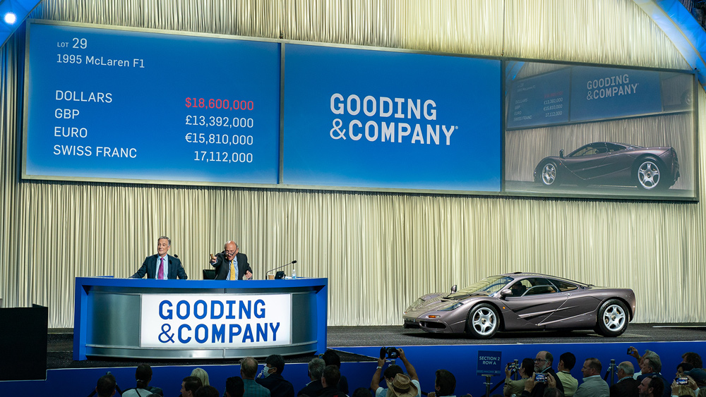 The 1995 McLaren F1 that went under the hammer for $20.46 million at Gooding & Company's Monterey auction in 2021.