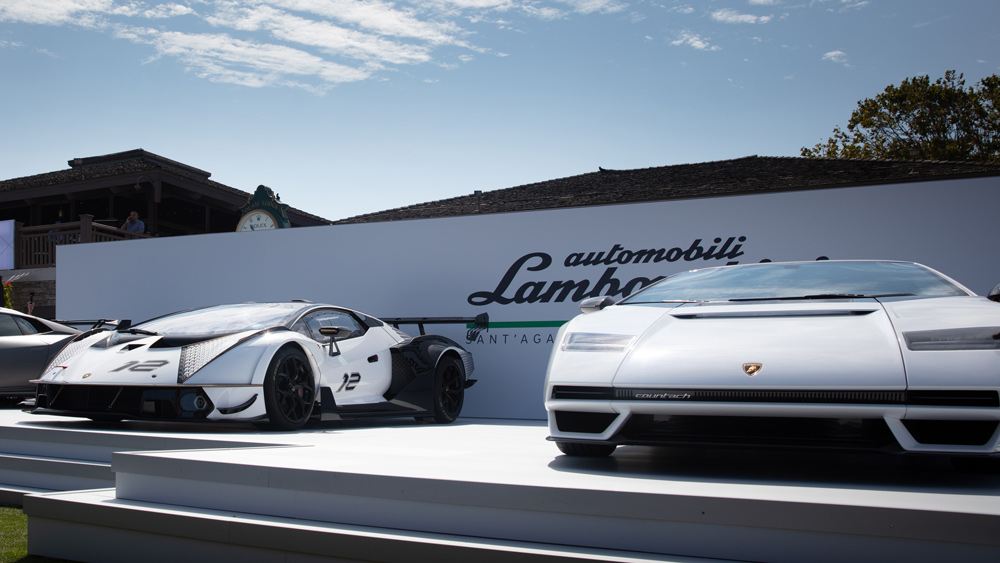 The Lamborghini Countach LPI 800-4 (right), unveiled at the Quail, A Motorsports Gathering.