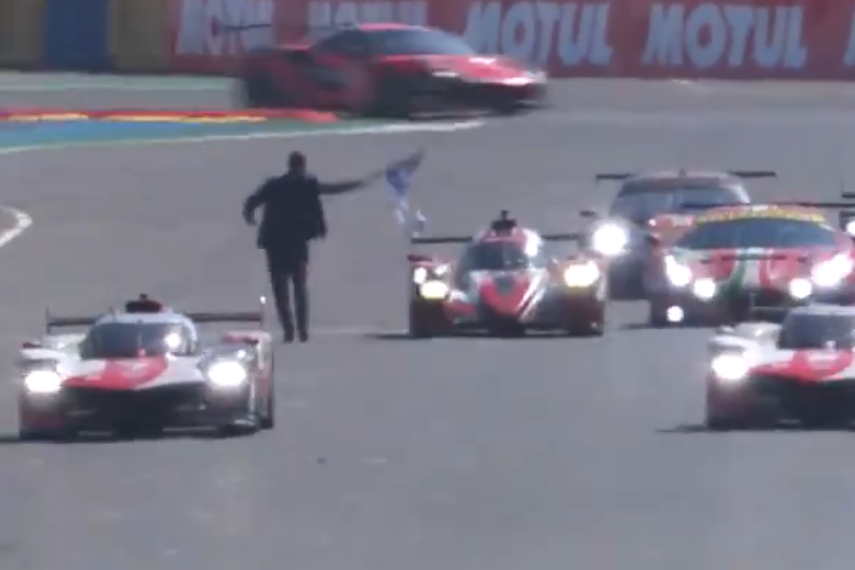 WATCH: Flag waving leads to an almost fatal moment at Le Mans 2021