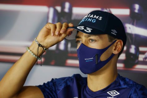 WATCH: George Russell indulges in a cheeky helmet swap with his Alfa Romeo F1 compatriot