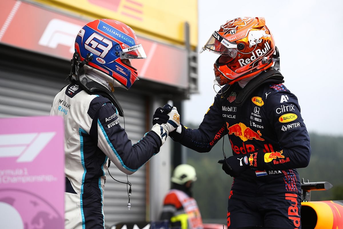 George Russell gets a front row start in the wet qualifying of the Belgium GP 2021