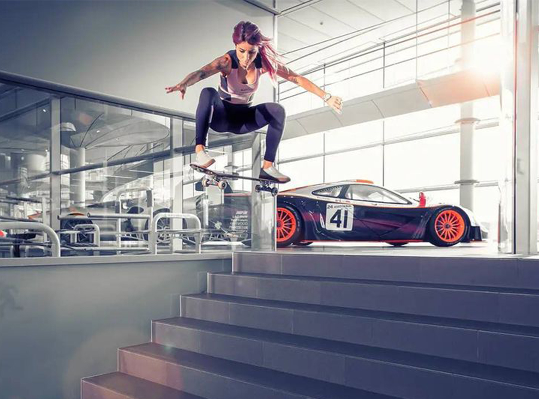 Check out McLaren Automotive skateboarding with Leticia Bufoni