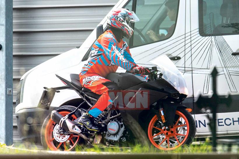 KTM RC390 spied in early development