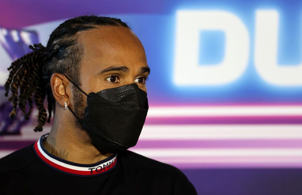 zandvoort, netherlands september 05 the second placed lewis hamilton from great britain and mercedes gp speak at the press conference after the f1 grand prix of the netherlands at the zandvoort circuit on september 5, 2021 in zandvoort, netherlands photo by xpb poolgetty images