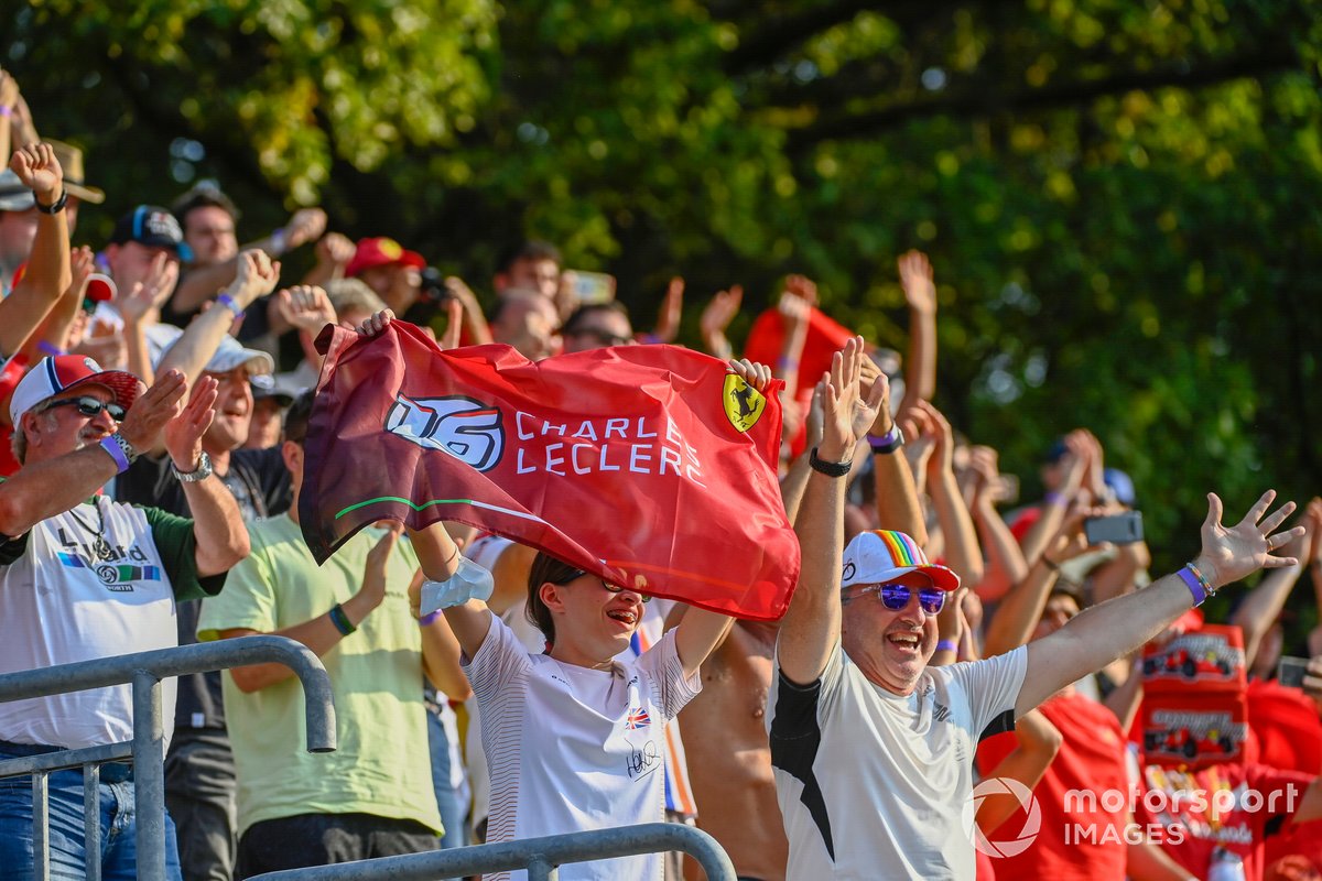 Fans cheer for Charles Leclerc, Ferrari
