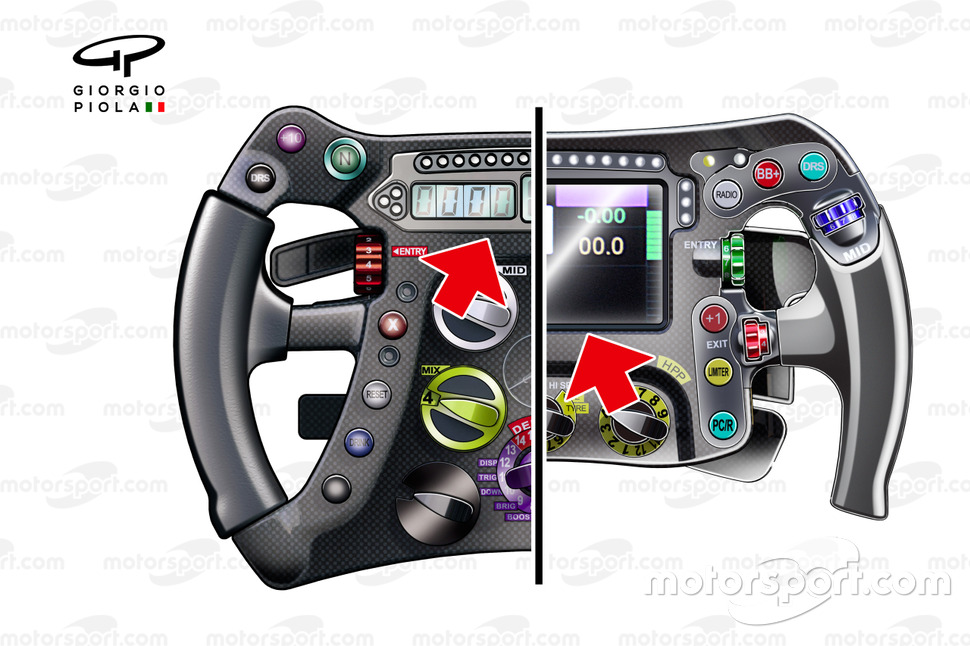 Mercedes steering wheel comparison (W04, left and W05, right)