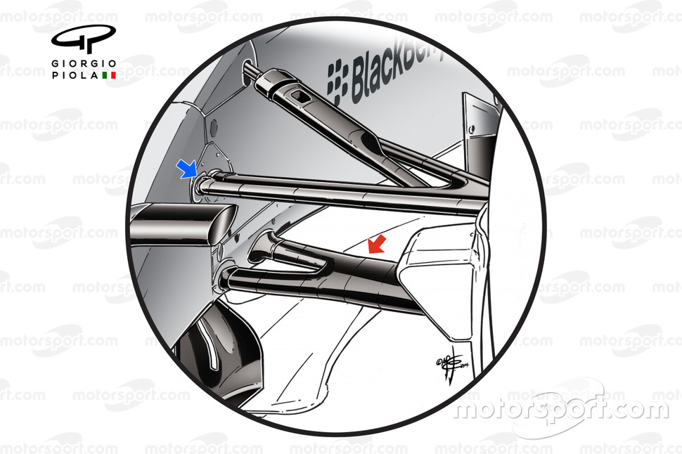 Mercedes W05 front suspension detail