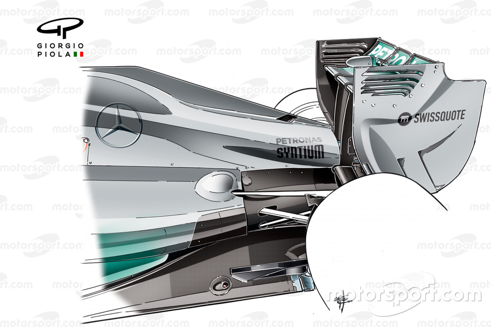 Mercedes W05 revised engine cover