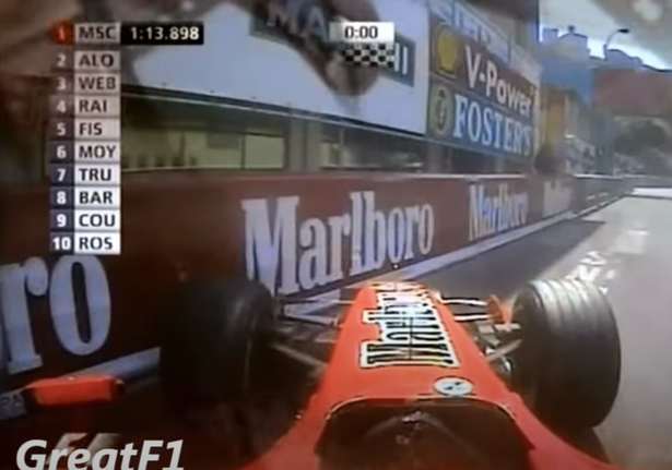 Schumacher planted his car in the Rascasse barrier