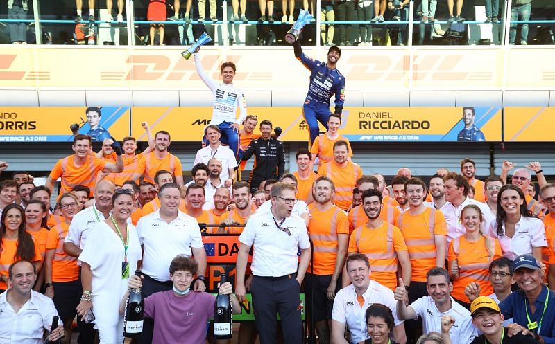 Mclaren achieved its first 1-2 at the Italian GP 2021 since Canada 2010. Photo: Bryn Lennon/Getty Images