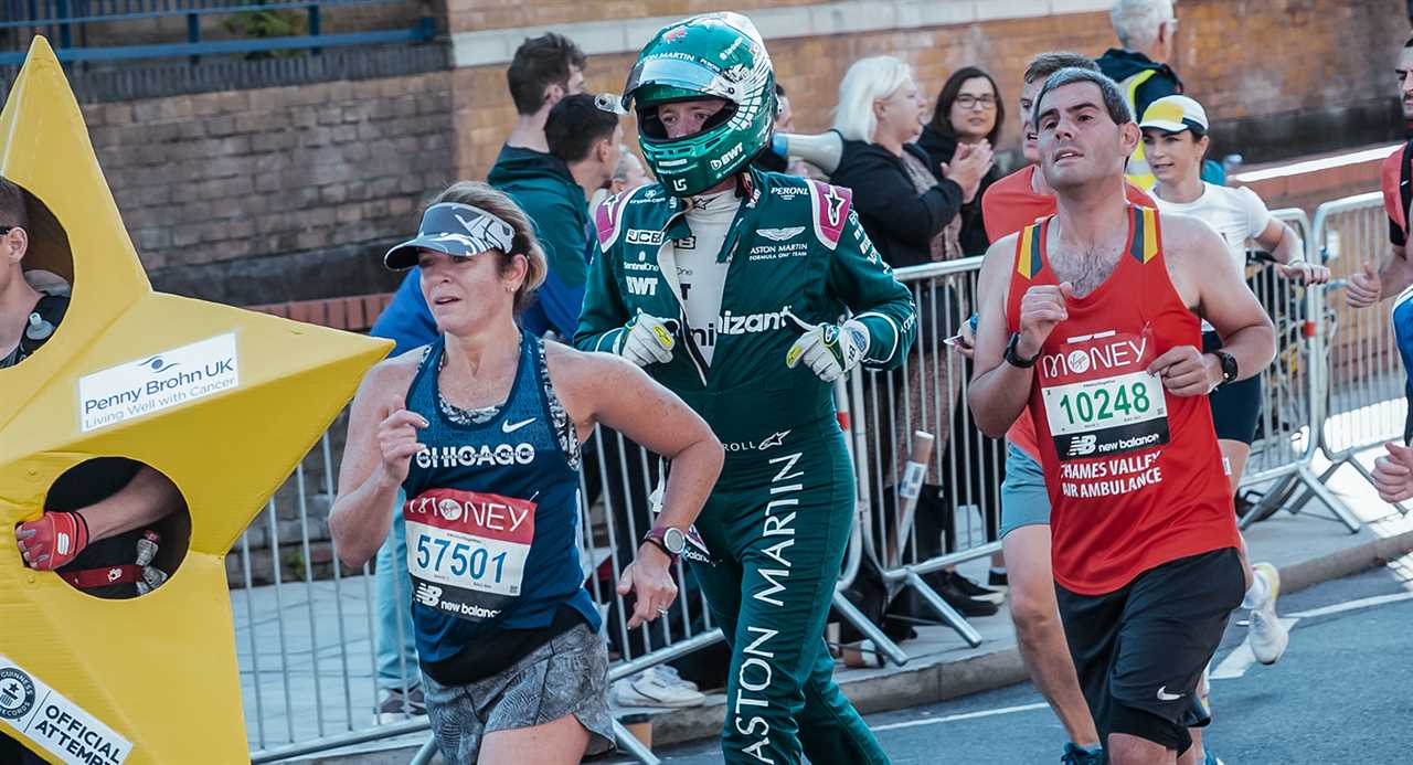 Aston Martin F1 team member runs London Marathon in full F1 racing gear and sets Guinness world record