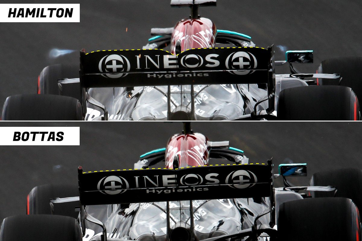 Mercedes W12 rear wing comparison