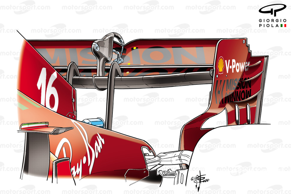 Ferrari SF21 rear wing FP1, Azerbaijan Grand Prix