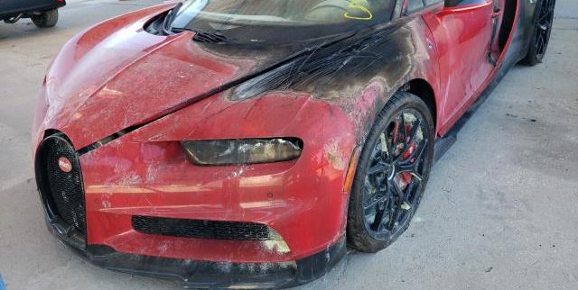 This fire-damaged Bugatti Chiron is the king of the salvage super sports car