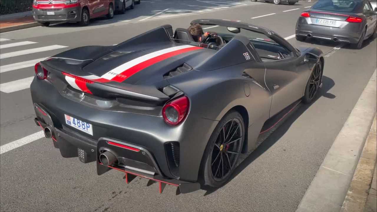 Ferrari F1 driver Charles Leclerc driving the Custom 488 Pista